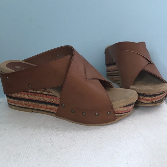 Ruff Hewn brown cork wedge sandal, size 8.5 - Picture 1 of 11